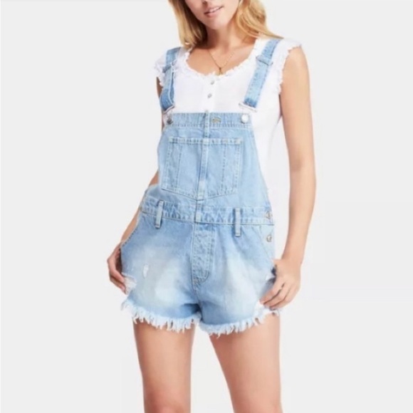 Free People Pants - Free People NWT Moonbeam/ June  shortall -Shorts overall romper light blue sz 25
